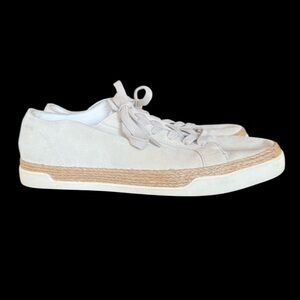 VINCE ladies, cream color suede lace up sneaker euro 38 US eight good condition